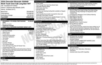 2026 Chevrolet Silverado 3500 HD WT DRW