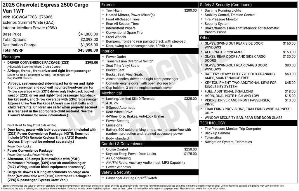 2025 Chevrolet Express Cargo 2500 WT
