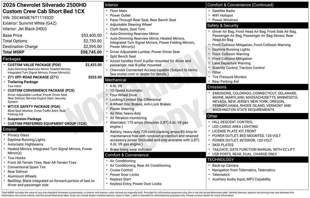 2026 Chevrolet Silverado 2500 HD Custom
