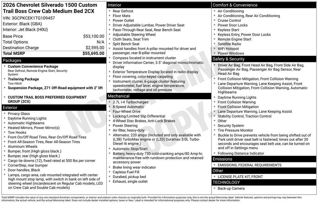 2026 Chevrolet Silverado 1500 Custom Trail Boss