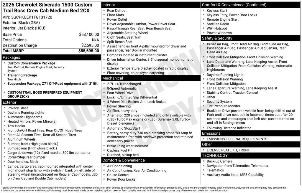 2026 Chevrolet Silverado 1500 Custom Trail Boss
