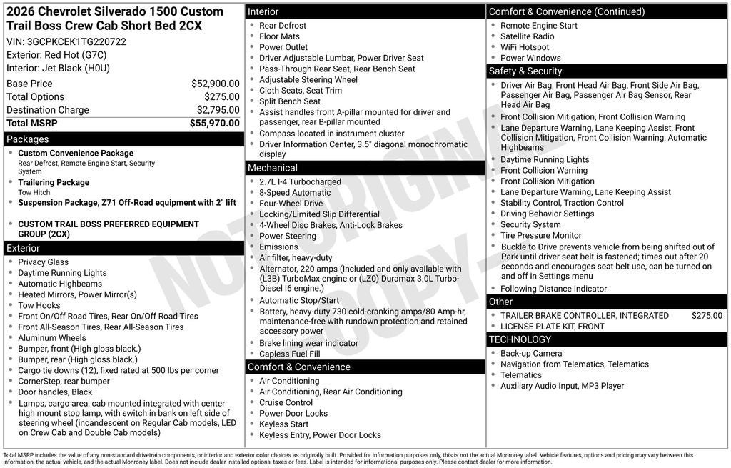 2026 Chevrolet Silverado 1500 Custom Trail Boss