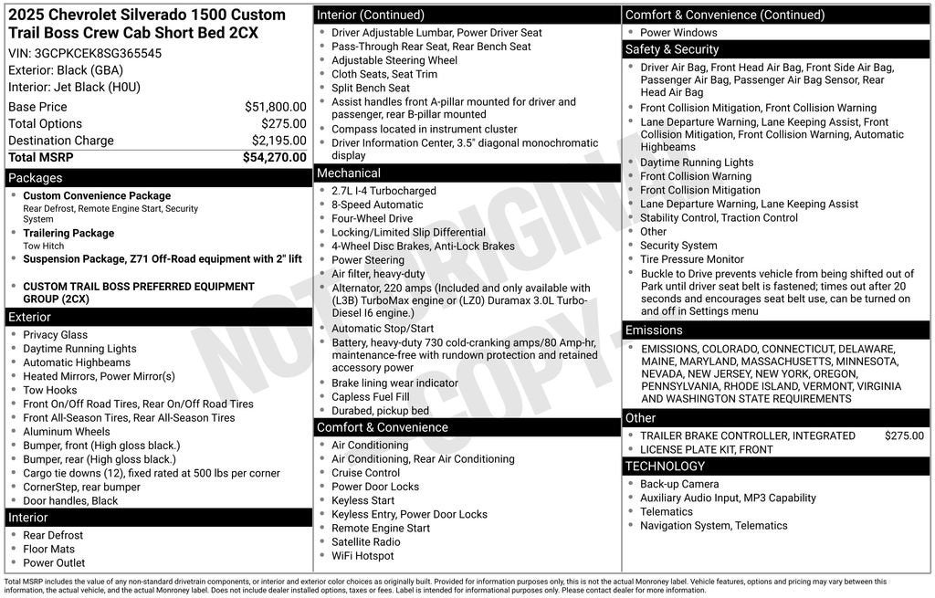 2025 Chevrolet Silverado 1500 Custom Trail Boss