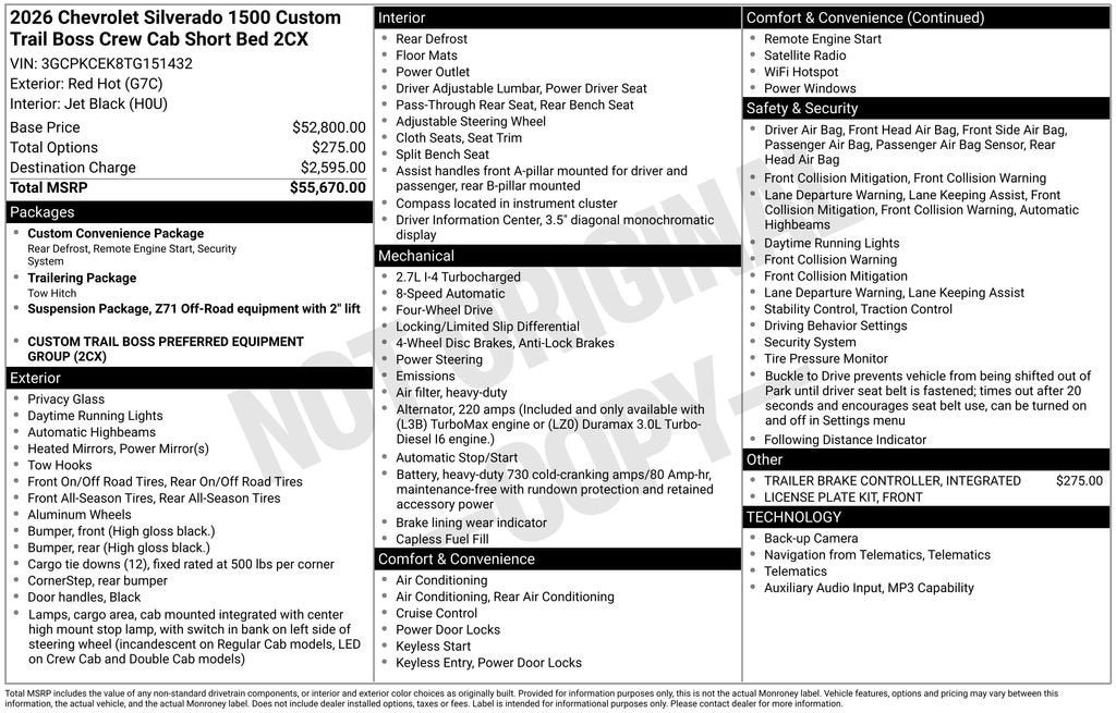 2026 Chevrolet Silverado 1500 Custom Trail Boss