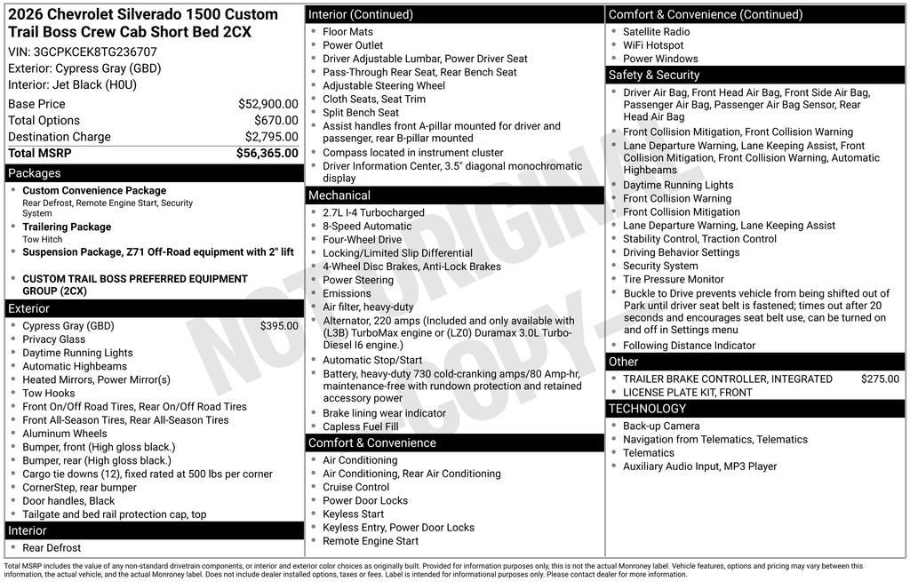 2026 Chevrolet Silverado 1500 Custom Trail Boss