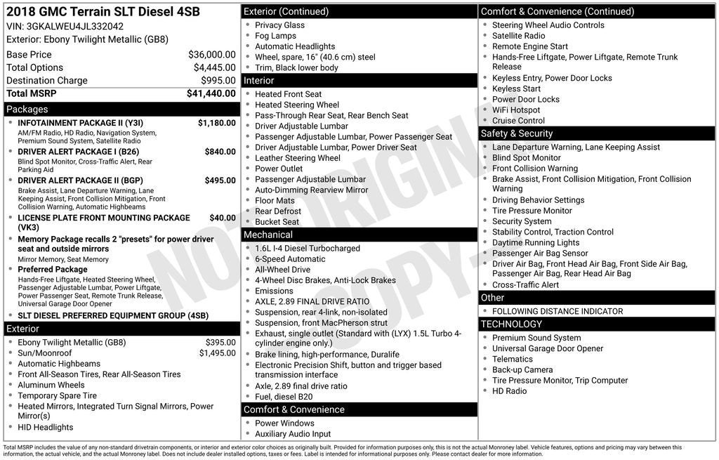 2018 GMC Terrain SLT Diesel