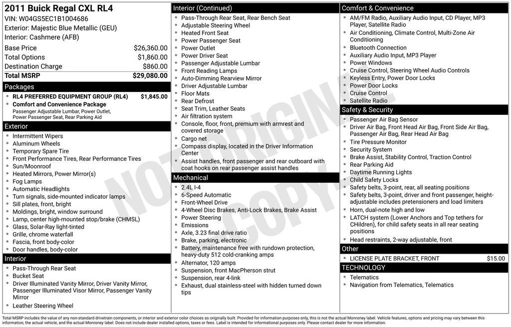 2011 Buick Regal CXL RL4