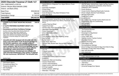 2020 Chevrolet Traverse AWD LT Cloth