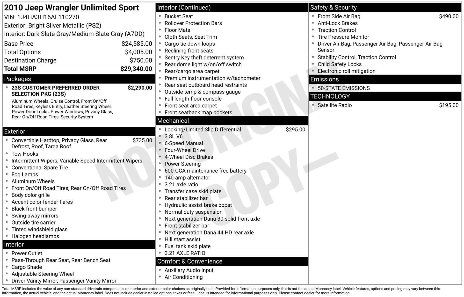 2010 Jeep Wrangler Unlimited Sport