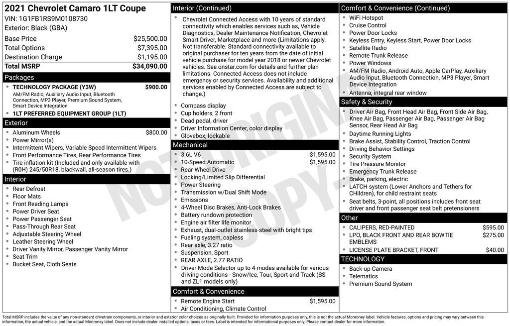 2021 Chevrolet Camaro 1LT