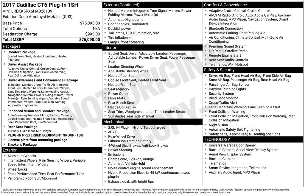 2017 Cadillac CT6 Hybrid Plug-In